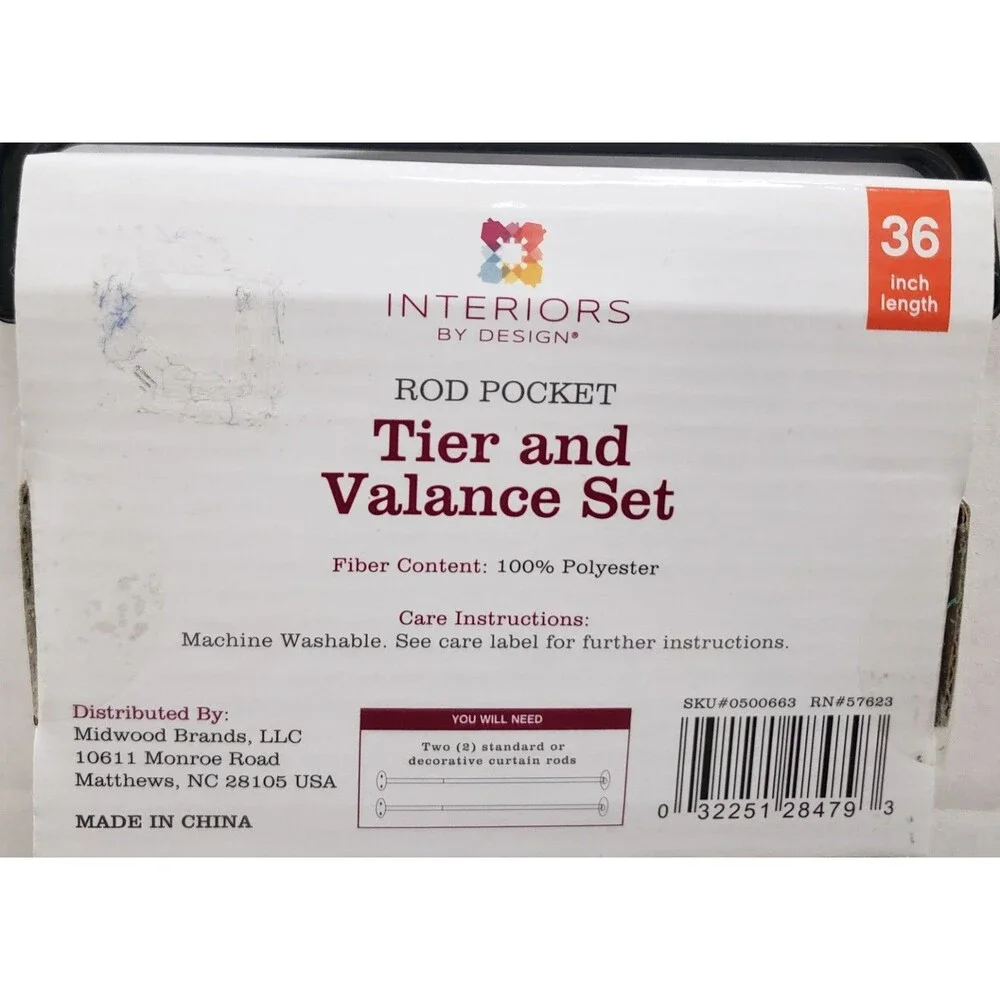 3pc. Rod Pocket Curtains Set (2 Tiers & Valance 60